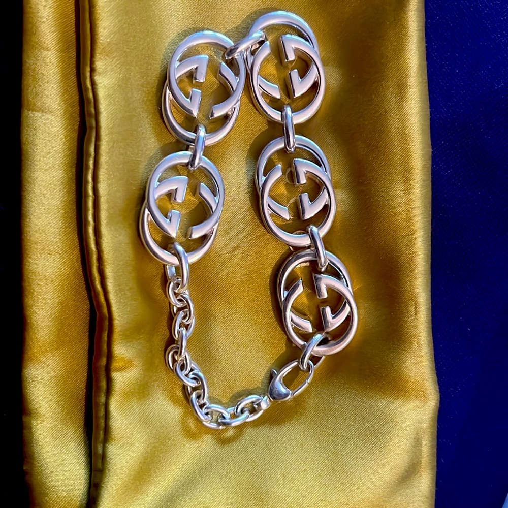 Gucci Britt Sterling interlocking Double G station bracelet